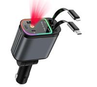Suprbee Caricatore Auto USB C, 66W Retrattile Caricatore Auto, Accessori Auto Intern, Ricarica Rapido Caricabatterie fit iPhone 16 15 14 13 12 Pro Max iPad Galaxy S25 S24 Ultra
