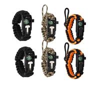 SUPRBIRD 6 Pezzi Braccialetto Paracord Sopravvivenza Kit, Bracciale Sopravvivenza Regolabile, con Flint Bussola Fischietto Lame, per attività all'aperto Escursionismo Campeggio di Emergenza
