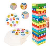 SUPRBIRD Blocchi Torre di Legno Colorato Tavola Impilabile, Torre Impilabile in Legno per Bambini dai 3 a 9 Anni, Gioco Educativo Bambini con Carte Gioco, per Ragazzi e Ragazze