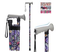 supregear Bastone da Passeggio Pieghevole, Altezza Regolabile, Leggero e Portatile con Impugnatura Morbida, Ausilio per Camminare per Anziani, Disabili, Uomo Donna, Nero Grande Floreale