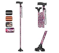 supregear Bastone per Anziani, Self-Standing 4 Zampe Bastone da Passeggio Pieghevole per la Mobilità Robusto, 5-Livello Altezza Regolabile con T-Maniglia e Anti-Perso Polso Cinghia
