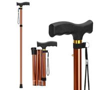 supregear Bastone Pieghevole - Altezza Regolabile, Leggero e Compatto, Ausilio alla Mobilità Richiudibile per Equilibrio, adatto a Uomini e Donne, Cachi