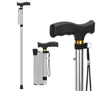 supregear Bastone Pieghevole - Altezza Regolabile, Leggero e Compatto, Ausilio alla Mobilità Richiudibile per Equilibrio, adatto a Uomini e Donne, Argento