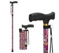 supregear Bastone Pieghevole - Bastone Altezza Regolabile per Anziani, Leggero e Compatto, Ausilio alla Mobilità Richiudibile per Equilibrio Passeggio, adatto a Uomini e Donne, Floreale Viola