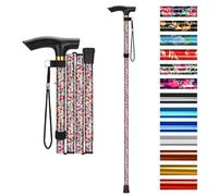 supregear Bastone Pieghevole, Regolabile per Anziani e Adulti, Ausilio per la Mobilità Uomo Donna, Portatile da Viaggio con Cinturino da Polso e Manico a T, Fiore Bianco Denso
