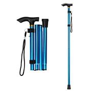 supregear Bastone Pieghevole, Regolabile per Anziani e Adulti, Ausilio per la Mobilità Uomo Donna, Portatile da Viaggio con Cinturino da Polso e Manico a T, Blu