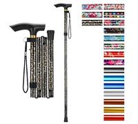 supregear Bastone Pieghevole, Regolabile per Anziani e Adulti, Ausilio per la Mobilità Uomo Donna, Portatile da Viaggio con Cinturino da Polso e Manico a T, Leopardo