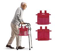 supregear Borsa Laterale per Deambulatori, Pochette Accessorio Resistente All'acqua per Deambulatori Pieghevoli, Trasporto Leggero a Mani Libere, Caddy Universale per Anziani, Rosso