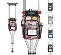 supregear Borsa per Stampelle, Grande Capacità con Portabottiglie e Tasche Multiple, Borsa Impermeabile Universale per Sotto Braccio, Viola Floreale