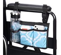 supregear Borsa Sedia a Rotelle Laterale per Bracciolo, 6 Tasche Borsa Organizer Walker con Strisce Riflettenti e Portabottiglie per Qualsiasi Sedia a Rotelle, Scooter per la Mobilità, Deambulatore