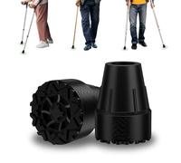 supregear Puntali in Gomma, 2 Pezzi 19 mm Gommini per Stampelle e Bastoni, Gomma Antiscivolo Base Larga con Inserto in Metallo, Presa Estrema