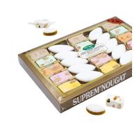 Suprem Nougat | Confezione Regalo 275 g con 15 Torroncini Teneri & 10 Calissons | Aromi Pistacchio, Lampone, Limone, Arancia & Caffè | Torrone Francese | Selezione 18 Carati