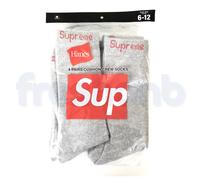 Supreme Hanes Calzini Corti Grigio (4 Paia) - Taglia 6-12 - 100% Cotone