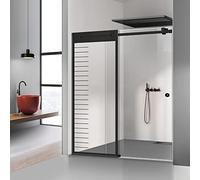Supreme - Porta scorrevole per doccia, 180 x 205 cm, in vetro trasparente nano-rivestito sabbiato, montaggio a sinistra, adatta per modelli 140/150/160/170, design elegante e moderno