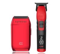 Supreme Trimmer Crunch Foil Shaver & 2Spee Trimmer Barber Hair Cutting Kit | Cordless Barba & Baffi Trimming Set | Display LCD a batteria, 150 minuti di autonomia, design lama rimovibile, rasoio