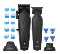 Supreme Trimmer Kit 2 in 1 Vader Clipper & Trimmer | Set di regolabarba senza fili e tagliabarba da uomo per barbieri o casa | con lame rivestite DLC | Nero