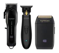 Supreme Trimmer Set da barbiere 3 in 1 | Pro Clipper, T-Shaper Trimmer & Crunch Foil Shaver | Kit tagliacapelli professionale da uomo | Nero