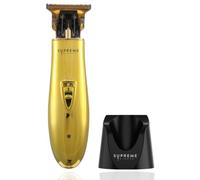 Supreme Trimmer - Tagliacapelli professionale da uomo per barbiere, baffi, cura della barba, trimmer da viaggio senza fili con LED e supporto - ST5200 oro cromato T-Shaper Li