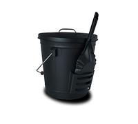 Supremery - Secchio per cenere con coperchio e paletta, in acciaio zincato e smaltato a polvere, resistente al fuoco, secchio per carbone e cenere con manico, grande 19 L, paletta per cenere per