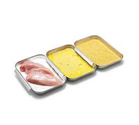 Supremery Set per impanare acciaio inossidabile 3 parti - 3 ciotole per impanare 23 x 15 x 3 cm - Pesce di carne alla cotoletta - Linea di impanatura in metallo rettangolare