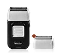 SUPRENT Rasoio elettrico ricaricabile a lamina per uomo, rasoio elettrico per barba con 2 testine di ricambio, rasoio elettrico ricaricabile, forniture da barbiere, ottimo regalo per uomini
