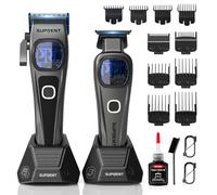 SUPRENT Tagliacapelli professionale da uomo, tagliacapelli senza fili e set di trimmer zero, kit per taglio capelli con velocità motore 10000 giri/min, lame rivestite in titanio blu, supporti di