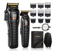 SUPRENT Tagliacapelli senza fili da uomo, set di tagliacapelli e regolabarba professionale, kit per tagliare i capelli senza fili per la famiglia, ricaricabile senza fili per capelli e barba set da
