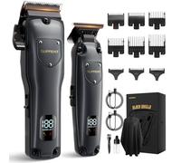 SUPRENT Tagliacapelli Uomo Professionale e Tagliabordi Kit, Macchinetta per capelli, Regolabarba, USB-C Tagliacapelli Senza Filo con Display LCD per Barbieri e Uso Domestico (Grigio)