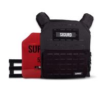 Suprfit Sigurd 3D Black Gilet con Pesi per Il Cross Training - Giubbotto Zavorrato, Allenamento di Forza, Unisex, Fino a 17 chilogrammi, Include Piastre: 2 x 2,6 kg (Rosso), Colori: Nero