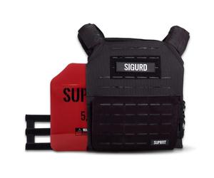 Suprfit Sigurd 3D Black Gilet con Pesi per Il Cross Training - Giubbotto Zavorrato, Allenamento di Forza, Unisex, Fino a 17 chilogrammi, Include Piastre: 2 x 2,6 kg (Rosso), Colori: Nero