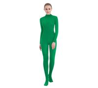 SUPRNOWA Unisex Finto Dolcevita Lycra Spandex Manica Lunga Unitard (M, Verde a Piedi)