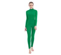 SUPRNOWA Unisex Finto Dolcevita Lycra Spandex Manica Lunga Unitard (M, Verde Senza Piede)
