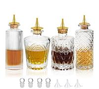 SuproBarware Bitters Bottle per cocktail Set di 5- Bottiglie in vetro con cruscotto, ideale per barista, casa bar