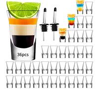 SuproBarware Set di 36 bicchieri per shottini, con base pesante, 35 ml, grazioso set di bicchierini da vino, per vodka, whisky, liquori, tequila, soju ed espresso, 36 pezzi, trasparenti