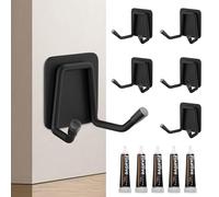 SupRovare 5 ganci adesivi extra forti, che possono contenere fino a 12 kg, in metallo, senza fori, autoadesivi, ganci per vestiti, per bagno, toilette, cucina, ufficio, nero opaco