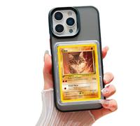 SUPRPETRIX Custodia per iPhone con visualizzazione di carte e foto, con caricatori superiori e maniche, compatibile con carte Pokemon, sport, One Piece, Magia (nero, iPhone Air)