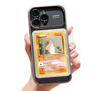 SUPRPETRIX Custodia per telefono fai da te per iPhone | TCG/Picture Display Top Loader e maniche | Compatibile con carte Pokemon, sport, One Piece, Magic, Magsafe (lato destro, grigio, iPhone 17)