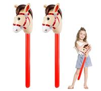 SUPRROW 2 cavalletti gonfiabili per hobby, cavallo, decorazione per feste a tema cowboy, per bambini, Set di 2 cavalli per hobby, 95 cm, unisex, Beige, Pony, 1 Count
