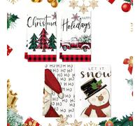 SUPRROW Strofinacci da cucina di Natale, 4 pezzi, strofinacci rossi in cotone, 40 * 60 cm, set di strofinacci per la cucina con decorazione natalizia a forma di elce e albero di Natale, asciugamani da