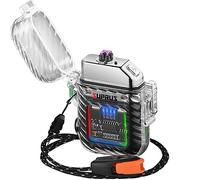 SUPRUS Accendino Elettrico 3 Modalità di Torcia Antivento Impermeabile - Dual Arc Plasma Ricaricabile Con Fischietto di Emergenza di Sopravvivenza e Cordino