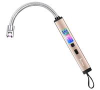 SUPRUS Electric Candle Lighter Windproof Rechargeable USB-C with Digital Battery Display Ambient Lighting Safety Switch 360° Flessibile Neck Flameless Plasma