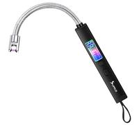 SUPRUS Electric Candle Lighter Windproof Rechargeable USB-C with Digital Battery Display Ambient Lighting Safety Switch 360° Flessibile Neck Flameless Plasma