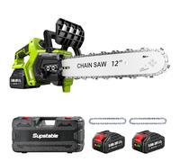 Supstable 12 Pollici Motosega a Batteria, Motosega Elettrica Senza Fili 2x5000mAh, Potatore Senza Fili per Attrezzi da Giardino, Taglio del Legno, Fai da Te (1200W Brushless) - S3 Pro