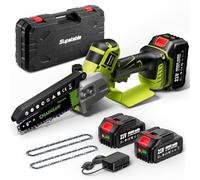 Supstable Mini Motosega A Batteria Da 6 Pollici, 8000 mAh, Lubrificazione Automatica, Motore Brushless 800 W, 2 Batterie, 2 Catene Di Ricambio E Caricabatterie, Sega Elettrica Portatile Per Giardino