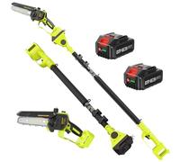 Supstable Mini Motosega con Batteria 8000mAh, 6 Pollici Sega Elettrica Telescopica per Potatura con Batteria e Caricabatterie, Testa del Motore Orientabile a 180°, Asta di Prolunga Fino a 2,8M
