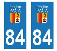 supstick 2 adesivi per targa d'immatacolazione DEPT 84 regione Provenza-Alpi-Costa Azzurra, formato rettangolare