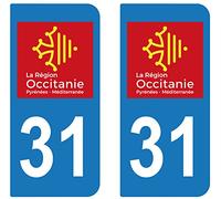 supstick 2 STICKERS AUTOCOLLANT PLAQUE IMMATRICULATION DEPT 31 région Occitanie