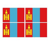 Supstick - Set di 4 adesivi con bandiera della Nazione Mongolia, formato 6 x 4 cm