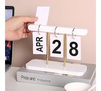 SUPTEC Calendario perpetuo giornaliero per scrivania, riutilizzabile, decorazione da scrivania per ufficio, accessori per la casa, accessori per fotografia (bianco)