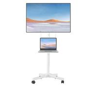 suptek ML55BW - Supporto per TV da 21 a 60 pollici, supporto per TV mobile con ripiano per laptop, altezza regolabile fino a 35 kg max. VESA 400 x 400 mm, bianco